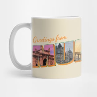 Greetings from Mumbai in India Vintage style retro souvenir Mug